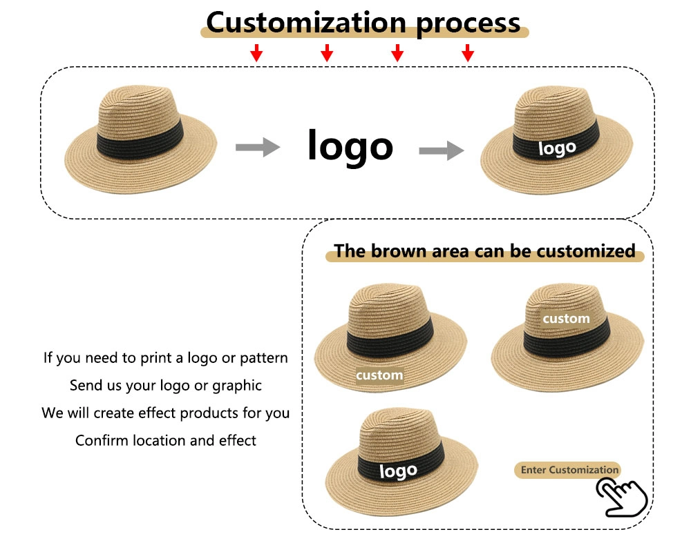 Wholesale Custom Logo Plain Summer Beach Floppy Sun Gorras Panama Straw Hats