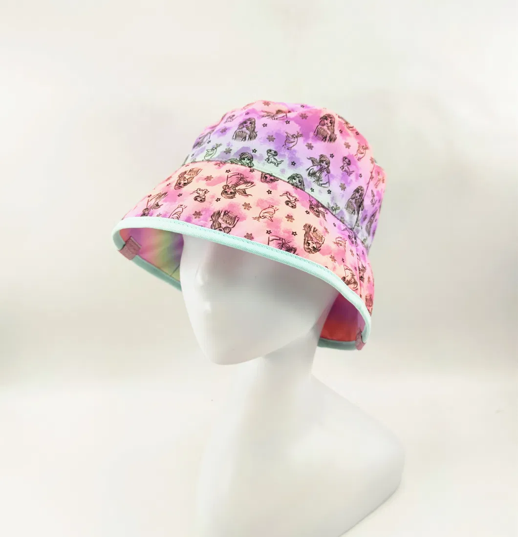 Polyester Fabric Sublimation Printed Bucket Hat, Reversible Style