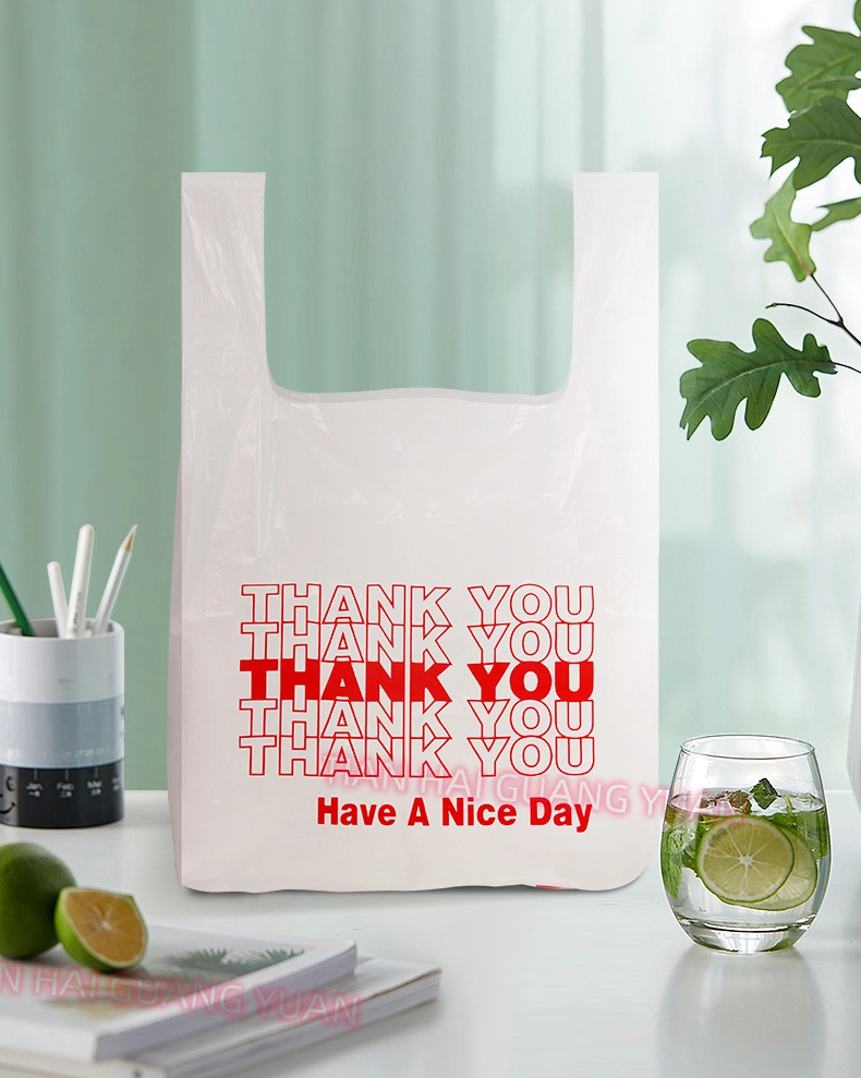 Shopping Plastic Bag Thank You Logo Printed Custom Size Color T-Shirt Bags