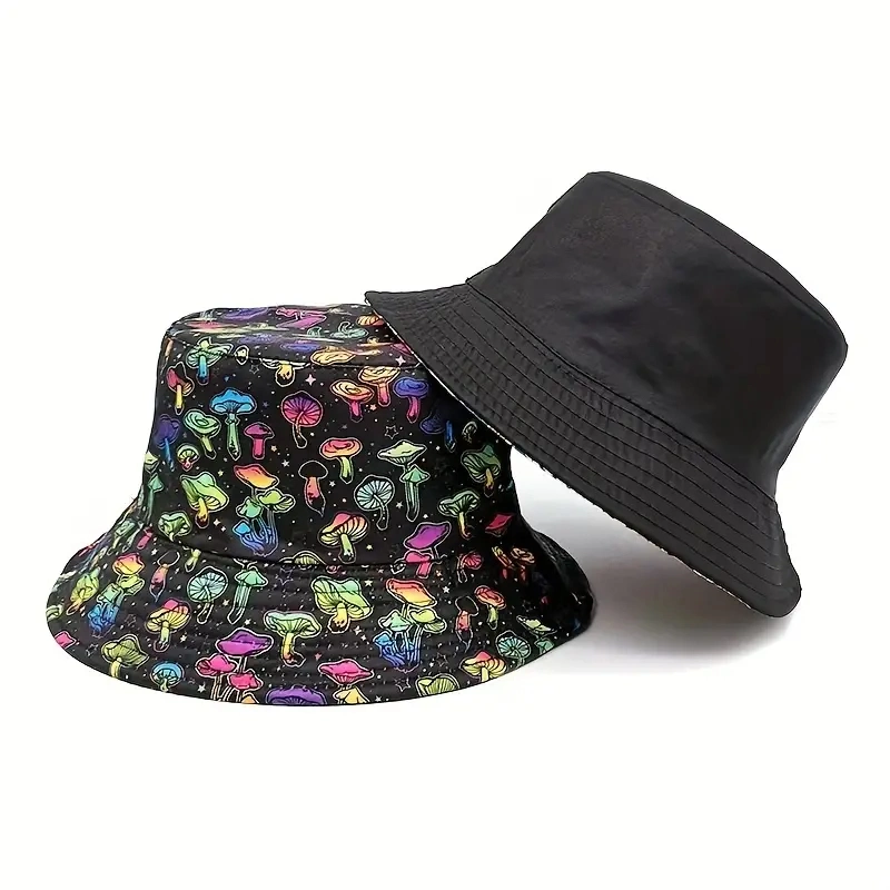 Cartoon Print Trendy Bucket Hats Reversible Casual Sunshade Fisherman Cap Lightweight Bucket Hat for Women Men
