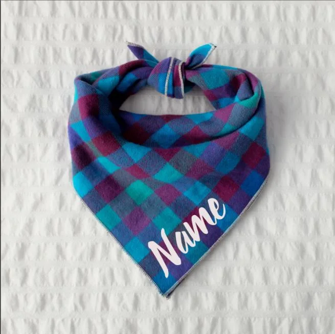 Pet Dog Bandana Buffalo Blue Plaid Dog Bandana Personalized Custom Bandana with Logo