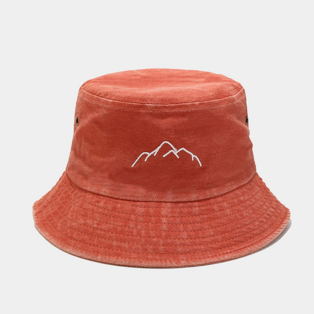 OEM Custom Women Outdoor Wide Brim Beach Washed Cotton All Over Printing String Distressed Bucket Cap Hat