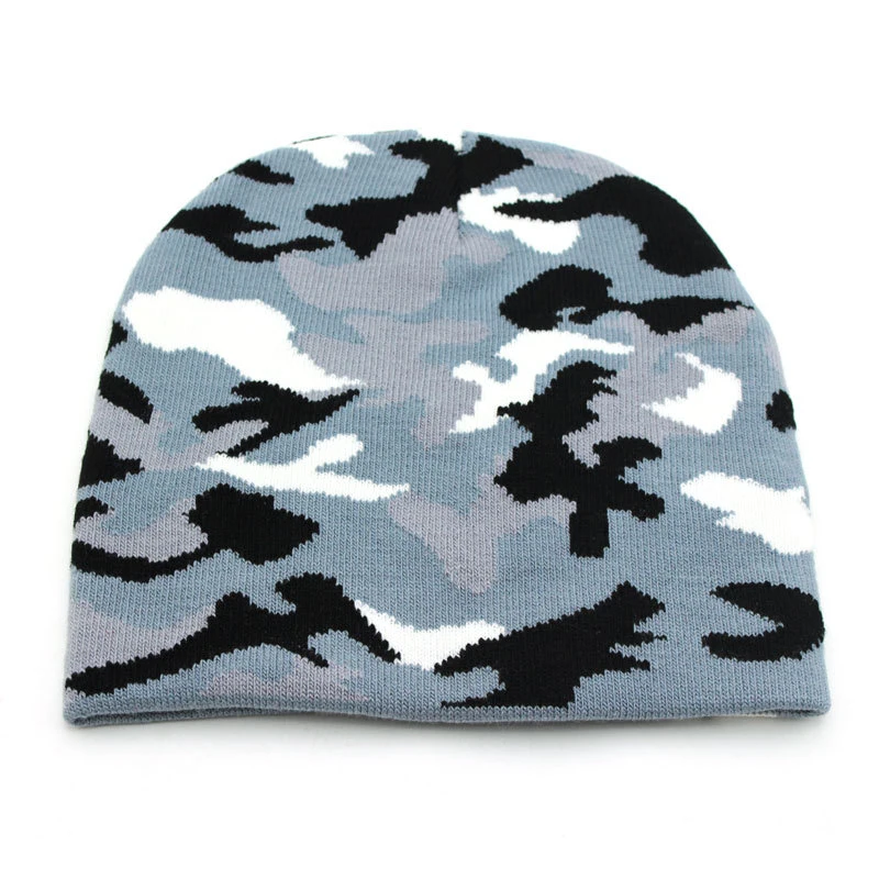 Custom Jacquard Plain Acrylic Winter Beanie Basketball Snow Ski Cap Sport Camo Knitted Hat
