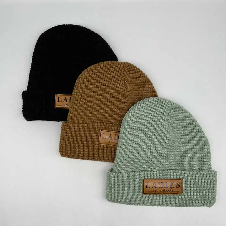 High Quality Bucket Hat Winter Hats Knitted Cap Leather Patch Beanie Hats