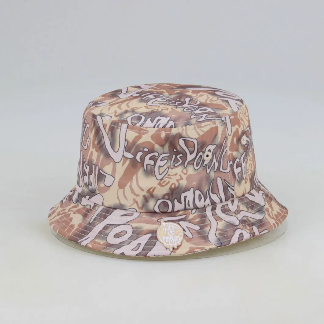 New Designer Fashion Unisex Logo Printed Reversible Fisherman Caps Logo Custom Printed Bucket Hats Wholesale