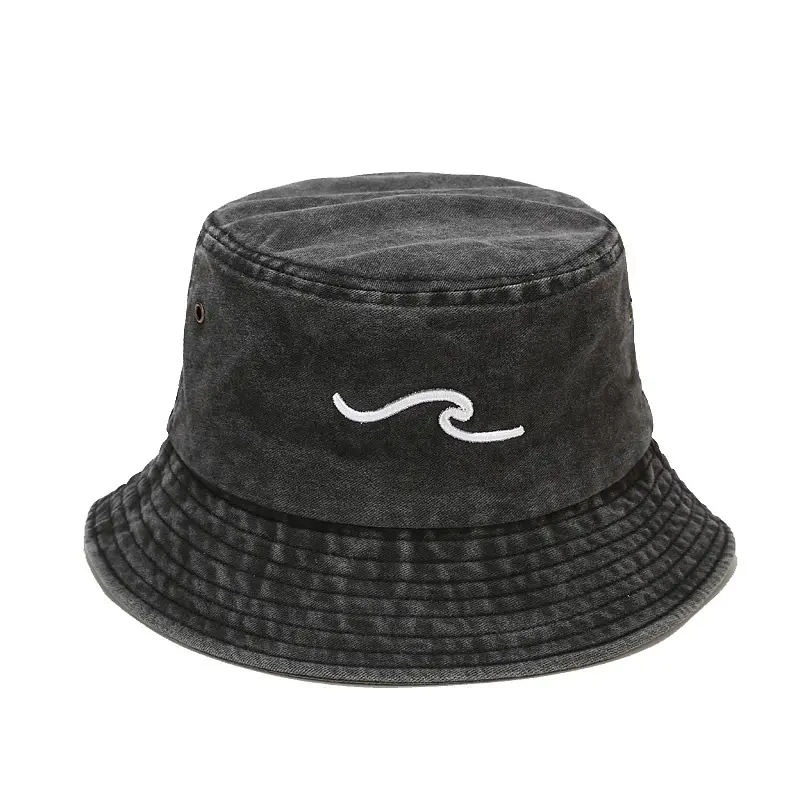 Classic Wholesale Washed Cotton Denim Bucket Hats Sprint Summer Outdoor Cap Travel Beach Sun Blank Soft Denim Hat