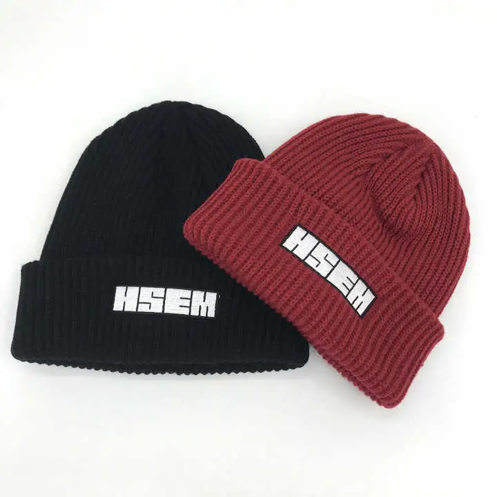 High Quality Bucket Hat Winter Hats Knitted Cap Leather Patch Beanie Hats