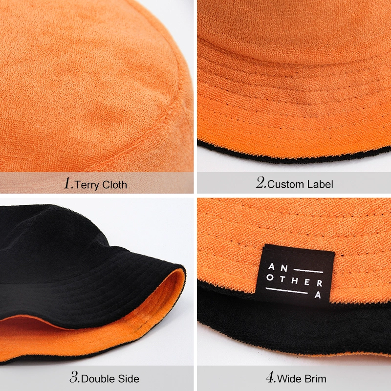 New Design Plain Dyed Unisex Women Terry Cloth Spring Custom Bucket Fisherman Hat