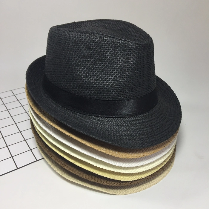 Custom Paper Straw White Custom Panama Chapeau Men&prime;s Sombrero Fedora Hat with Ribbon