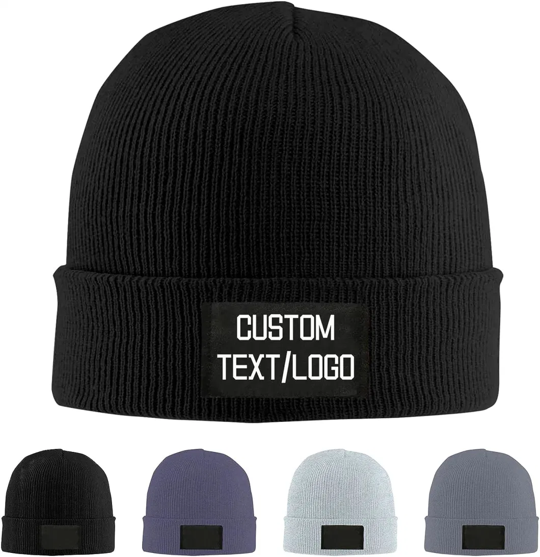 Custom Unisex Beanie Knit Hat Personalized Skull Cap Winter Beanies Ski Hats