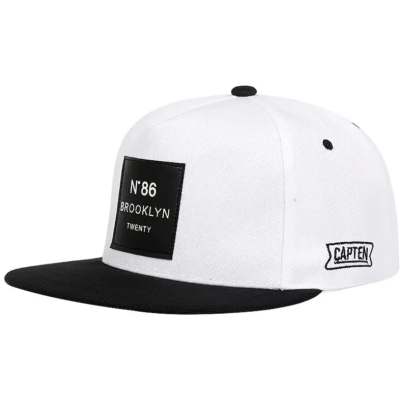 Unisex Sunshade Simple Flat Brim Hat with Trendy Patch Street Cap Outdoor Sport Baseball Caps