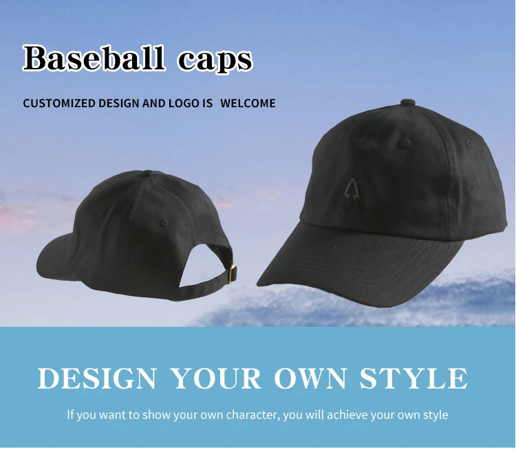 OEM Custom High Quality 6 Panel 100% Cotton Plain Embroidery Logo Baseball Cap Men Fashion Unstructured Adjustable Dad Hat