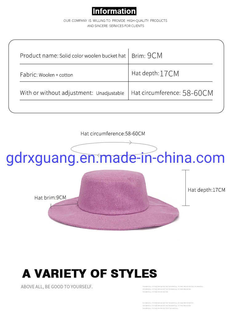 Wholesale Customized Wool Fedora Bucket Hats for Women Men