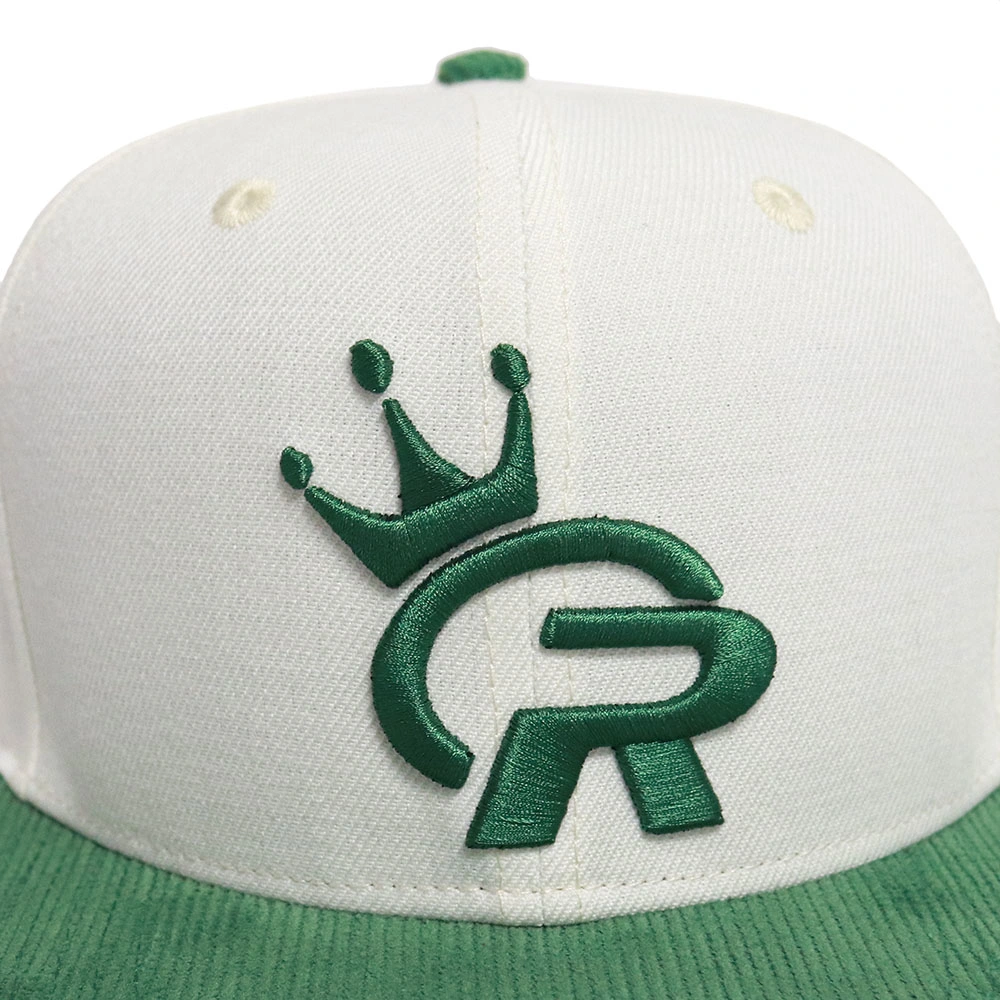 Stylish Personality Green Corduroy Brim Snapback Cap with 3D Embroidery