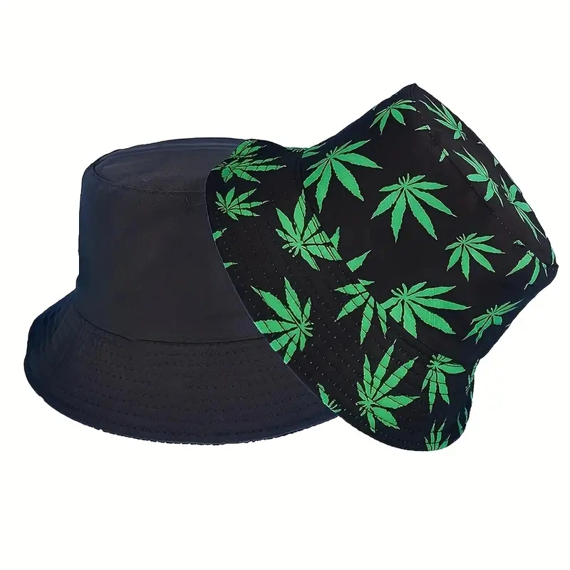 New Leaf Bucket Hat Korean Version Duplex Prints Versatile Travel Sun Visor Hat for Men and Women Fashion Printing Basin Hat