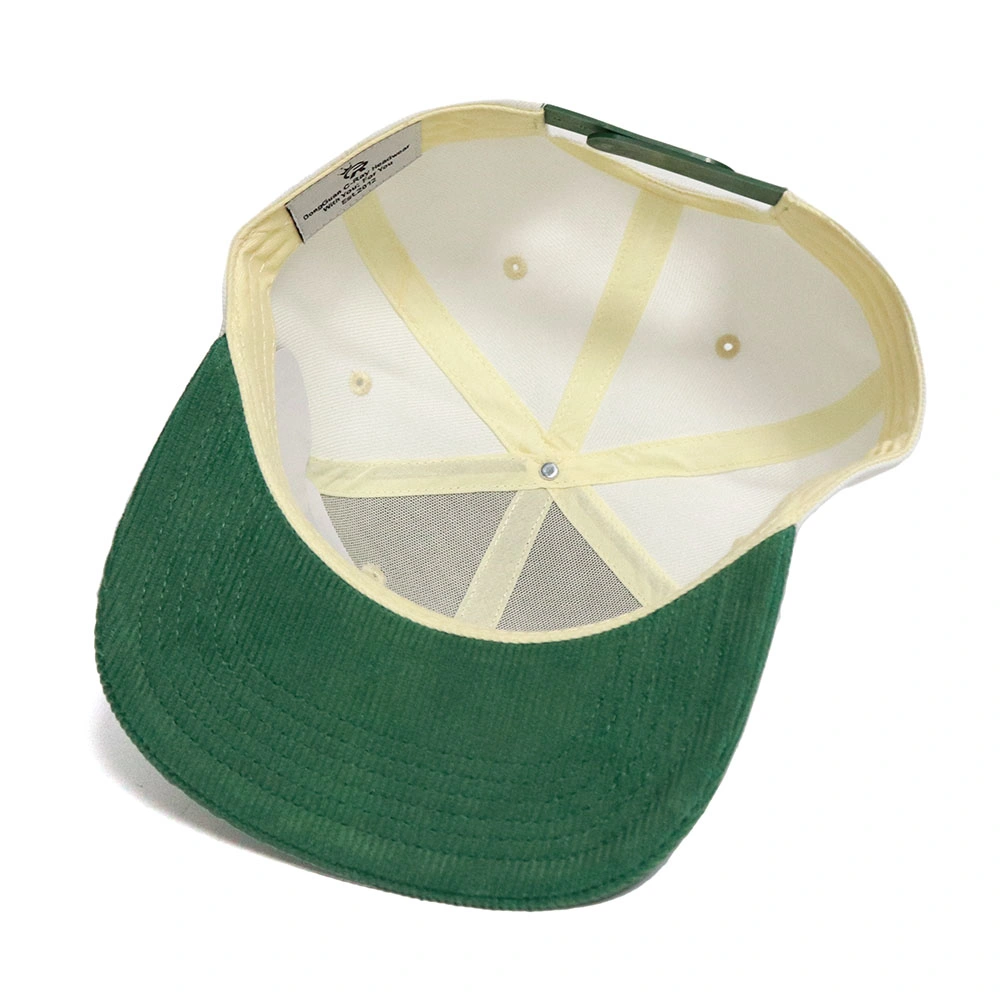 Stylish Personality Green Corduroy Brim Snapback Cap with 3D Embroidery