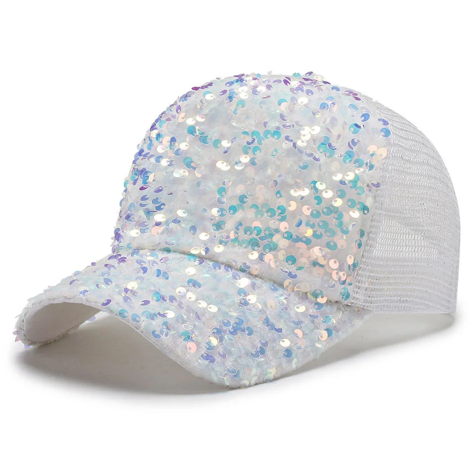 Sequin Fashion Hat Black Bling Snapback Closure Baseball Cap Sequin Cap for Lady