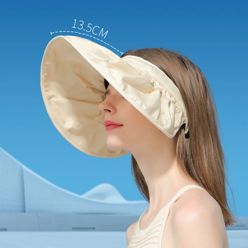 Wholesale Custom Logo Summer Women Fashion Wide Brim Sports Empty Top Shell Hat Dual-Use Sun Visor UV Protection Cap Hat for Beach/Outdoor