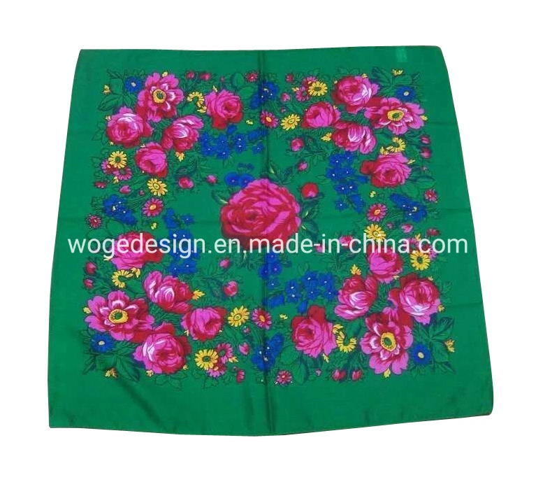 Fashion Yiwu Manufacturers 70*70cm Scarves Wrap Hijab Print Women Acrylic Square Gold Lurex Glitter Muslim Floral Scarf