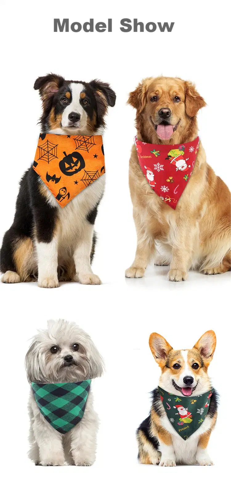 Lovely Colorful Cute Custom Cotton Christmas Halloween Adjustable Triangle Pet Bandana Pet Scarf