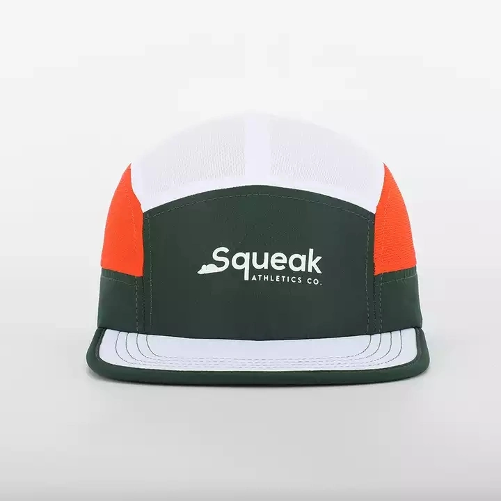 Custom High Quality 5 Panel Camp Cap, Design Your Own Rubber Patch Pattern Logo Sport Running Hat, Lightweight Nylon Camper Hat