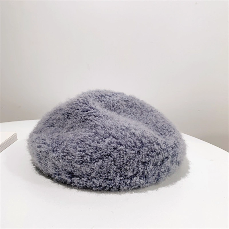 Ladies Custom Logo Designer Fashion Fake Fur Soft Warm Beret Bucket Hat