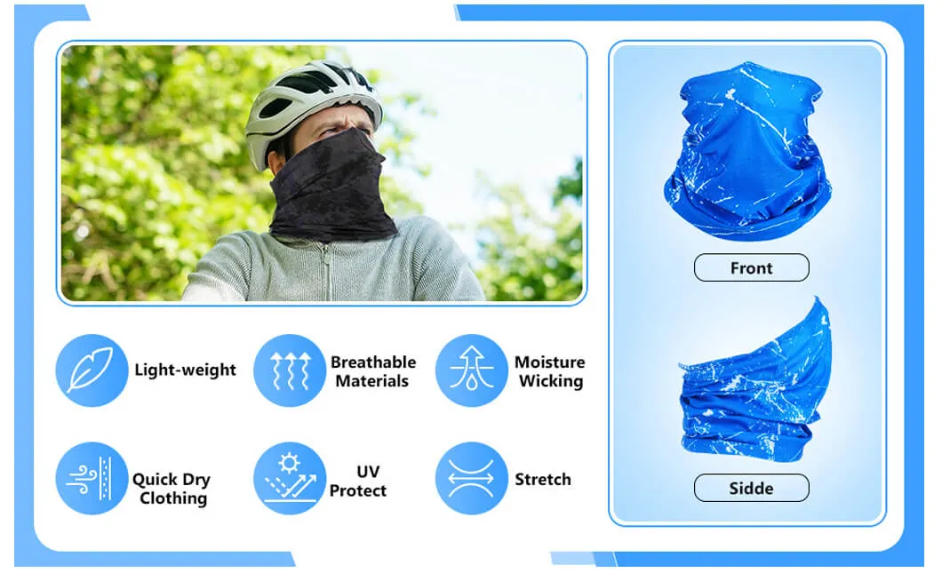 Wholesale Polyester Microfiber Custom Elastic Cooling Neck Gaiter Tube Seamless Bandana Balaclava