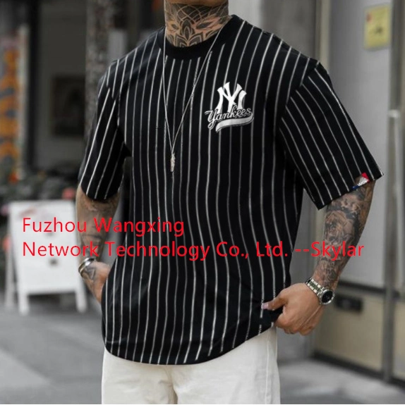 Men&prime;s Fashion K Print Color Matching Casual Slim Fit Short Sleeve T Shirt