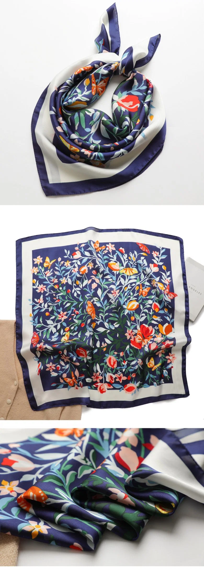 Manufacturer Ladies Silk Head Wraps Scarves New Trend Women Print Pattern Silk Square Polyester Scarf Bandanas
