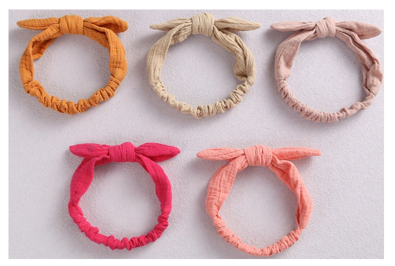 Handmade Soft Bow Knot Hoop Children&prime;s Loose Hair Hoop Cute Rabbit Ears Woolen Baby Knitted Hair Band Headband