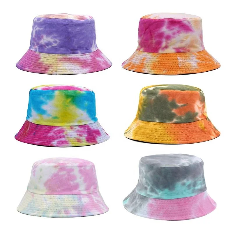 Tie Dye Bucket Hat Men Women Cotton Fisherman Hat Sun Protection for Summer Outdoor Traveling Hat