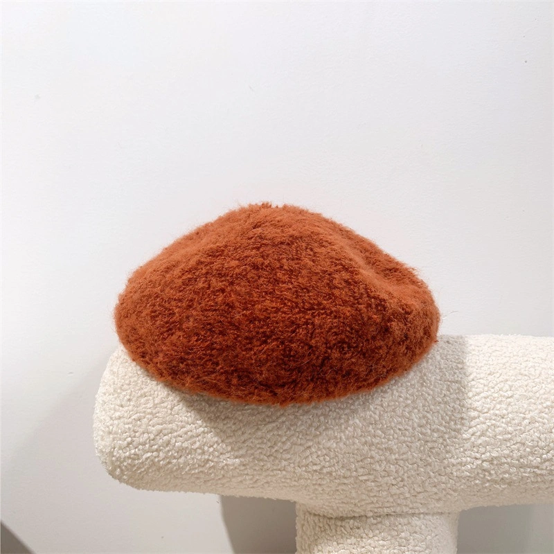 Ladies Custom Logo Designer Fashion Fake Fur Soft Warm Beret Bucket Hat