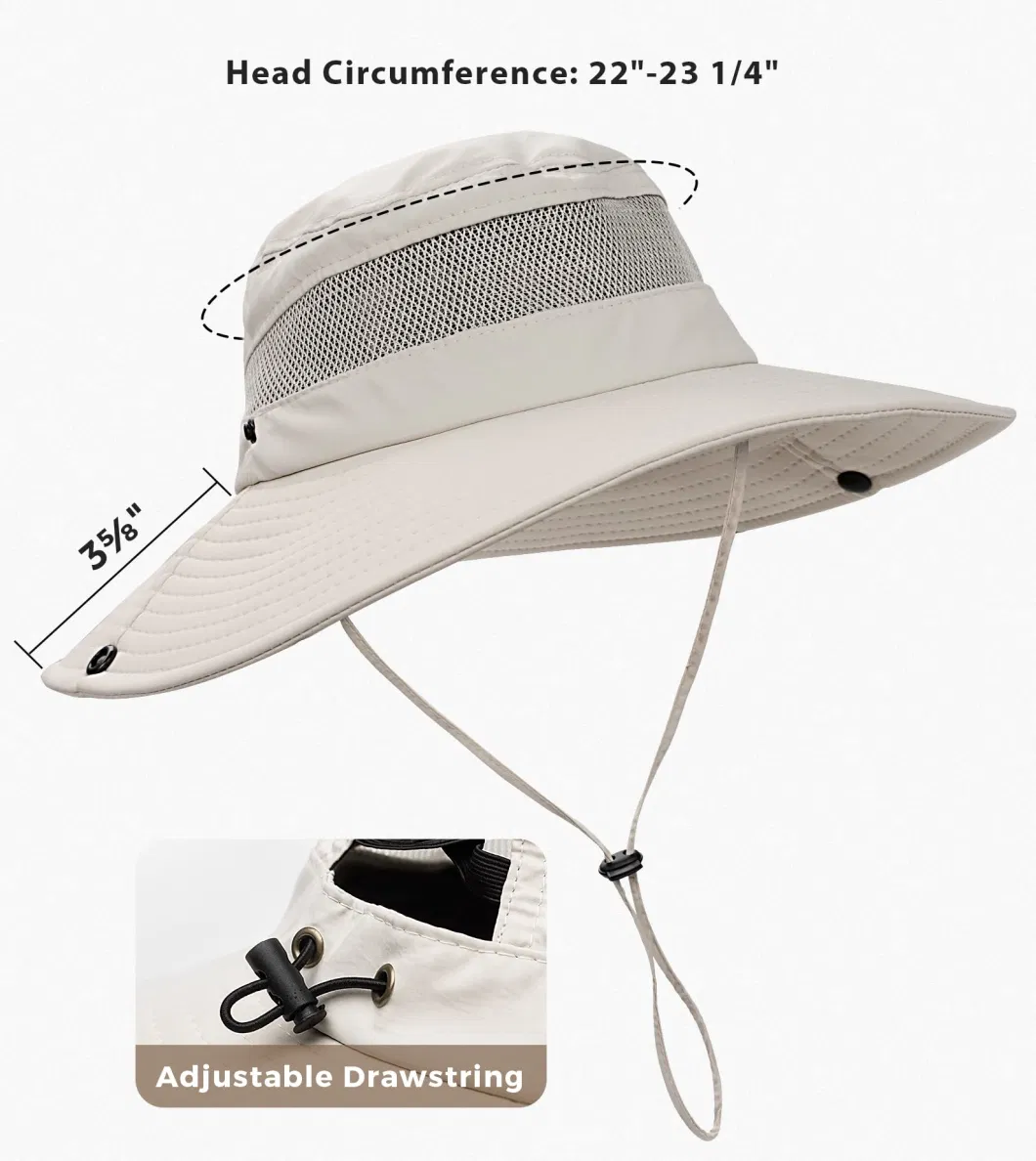 Ponytail Hole Sun UV Protection Upf50+ Waterproof Beach Bucket Sun Hat