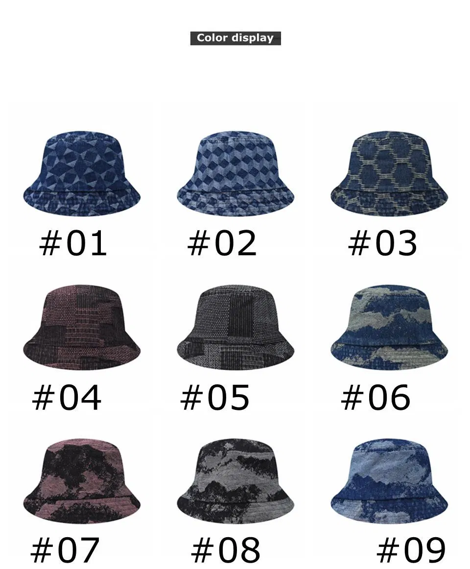 Trendy Premium Stylish Gifts Applique Embroidery Denim Fishing Bucket Hats