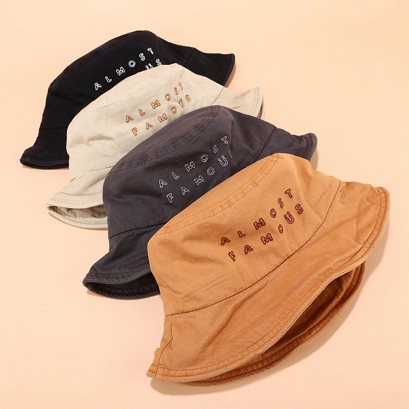 Fashion Customized Washed Cotton Adjustable Simple Embroidered Casual Bucket Hat