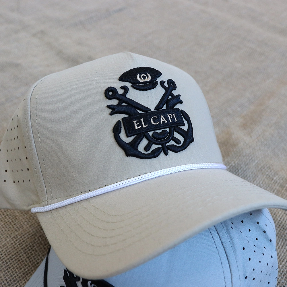 Custom Hat 5 Panels Khaki and Gray Trucker Hat Made of Quick-Drying Fabric with Logo