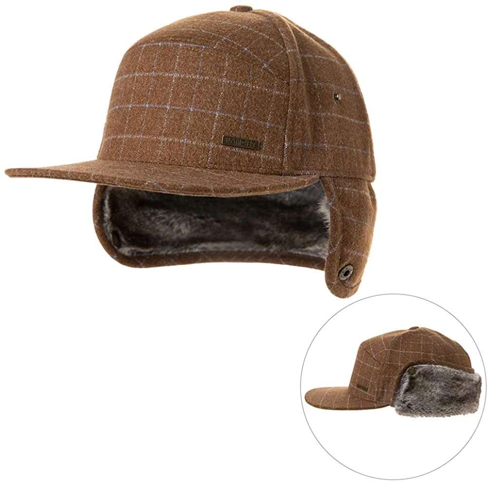 Khaki Wool Baseball Cap Women Men Fur Hunting Trapper Dad Hats Sports Earflap Unisex M L XL