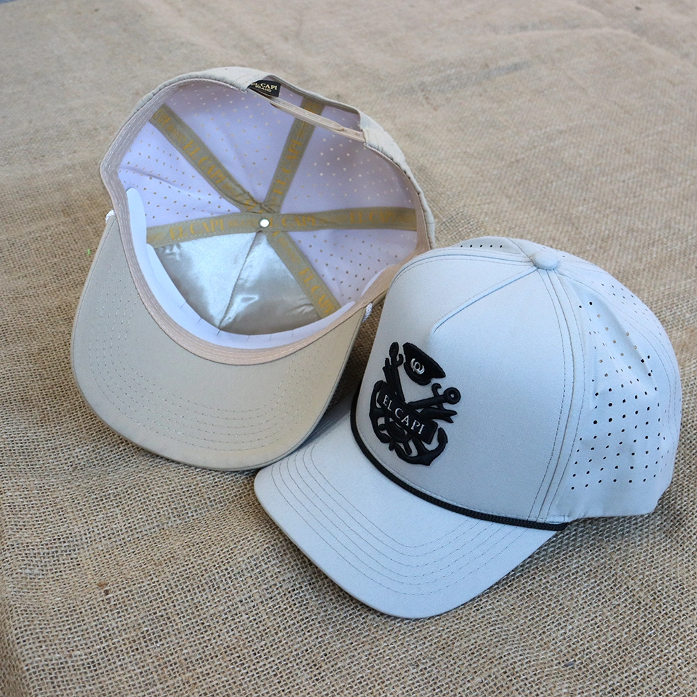 Custom Hat 5 Panels Khaki and Gray Trucker Hat Made of Quick-Drying Fabric with Logo