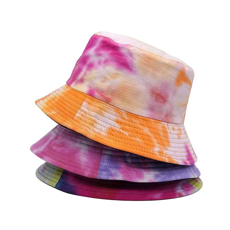 Tie Dye Bucket Hat Men Women Cotton Fisherman Hat Sun Protection for Summer Outdoor Traveling Hat