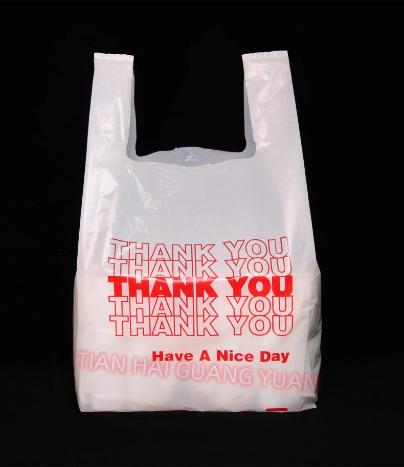 Shopping Plastic Bag Thank You Logo Printed Custom Size Color T-Shirt Bags