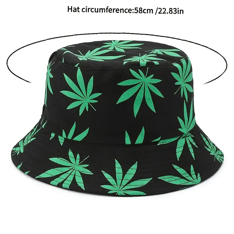 New Leaf Bucket Hat Korean Version Duplex Prints Versatile Travel Sun Visor Hat for Men and Women Fashion Printing Basin Hat