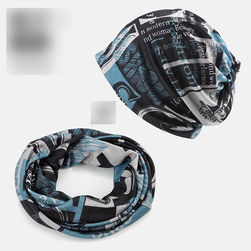 Hat Lady Spring and Autumn Thin Style Hollow Outdoor Cycling Scarf Hat Breathable Print Bib Dual Use Pile Pile Baotou Hat