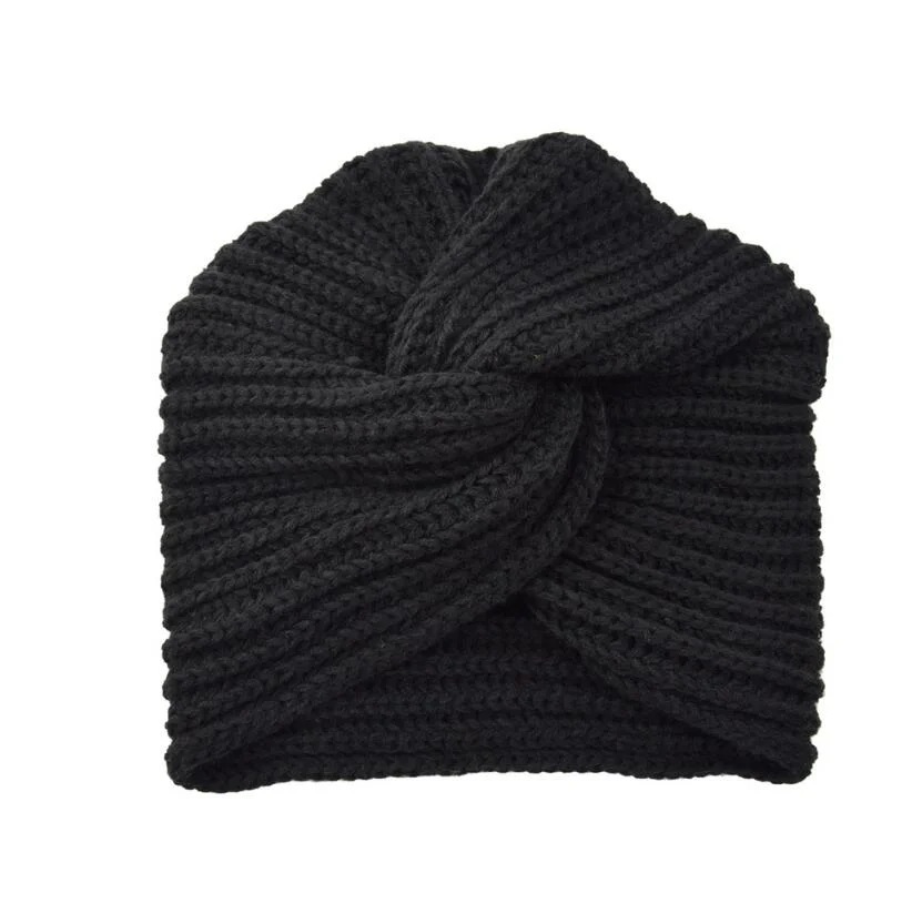 Women Turban African Pattern Muslim Knot Headwrap Beanie Bohemia Knit Cap Hair Fashion Hat