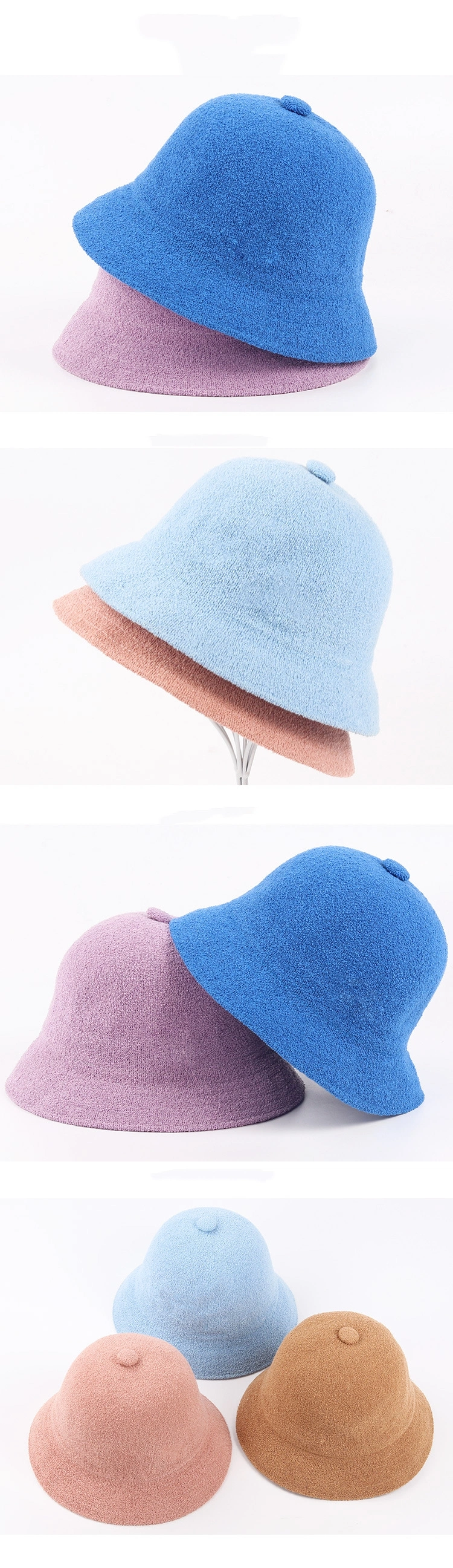 Wholesale Spring Autumn Fashion Multicolor Plain Terry Bucket Hat Fisherman Hat for Adults