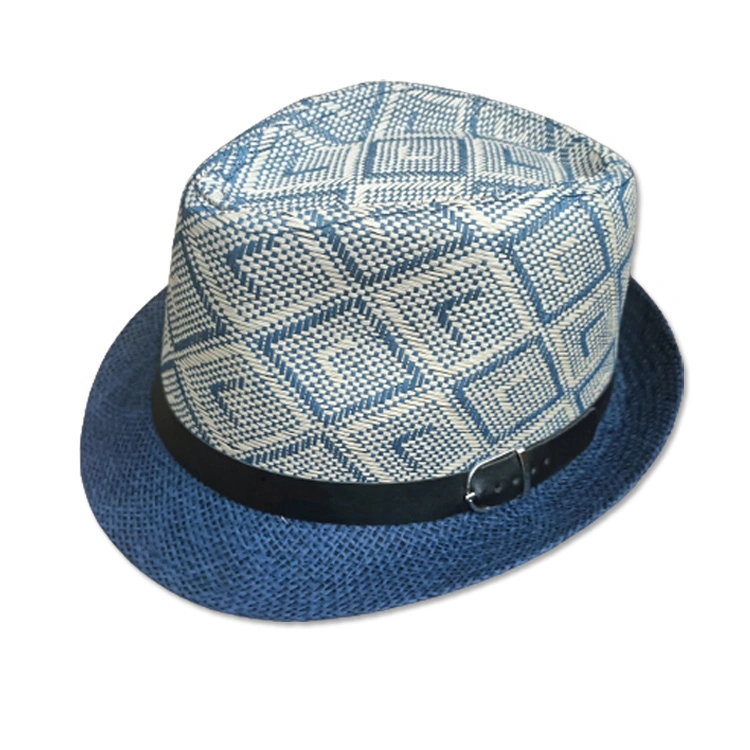 Wholesale Outdoor Beach Summer Men Straw Floral Hat Custom Logo Fedora Hat