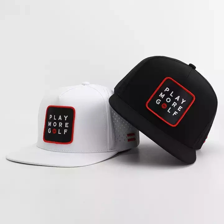 Wholesale Custom Patch Logo 5 Panel Flat Bill Baseball Gorras Laser Cut Hole Perforated Hat Hip Hop Luxury Sports Snapback Cap