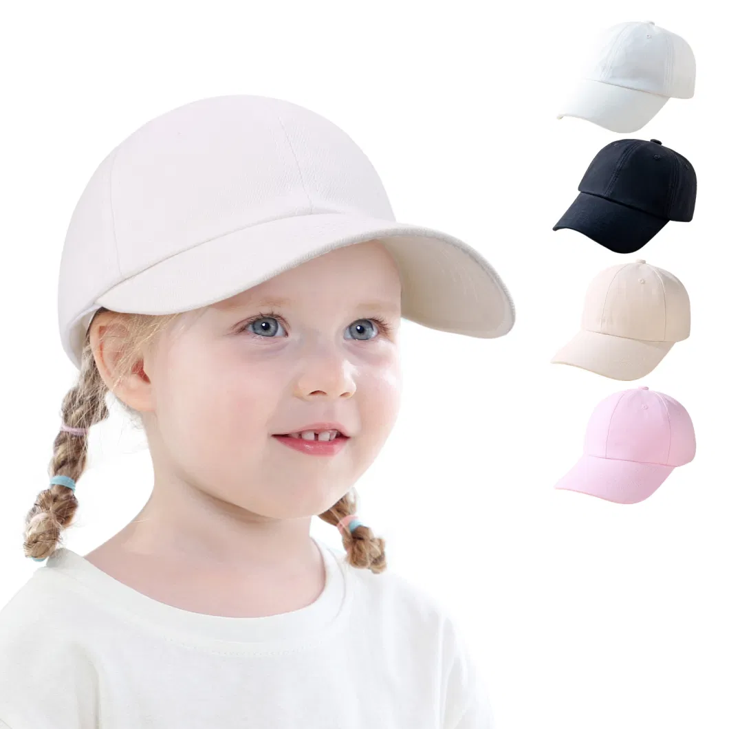 Wholesale Fashion Baby Children Kid Casual Sun Cap Adjustable Cotton Solid Color Baseball Cap with Custom Logo