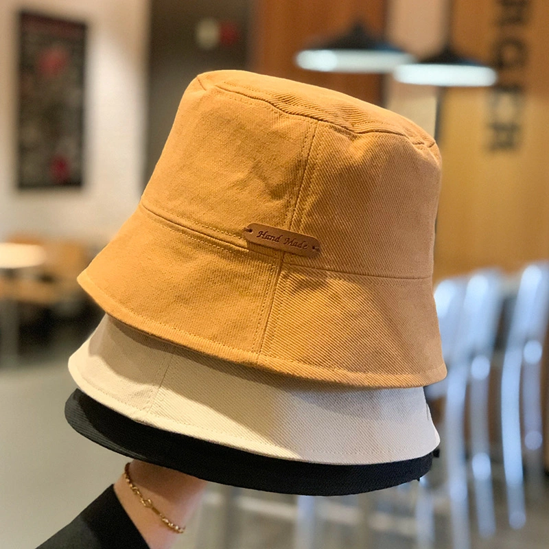 Men Women Spring Summer Solid-Colour Simple Fisherman&prime;s Sun Casual Basin Cap Customize Bucket Hat