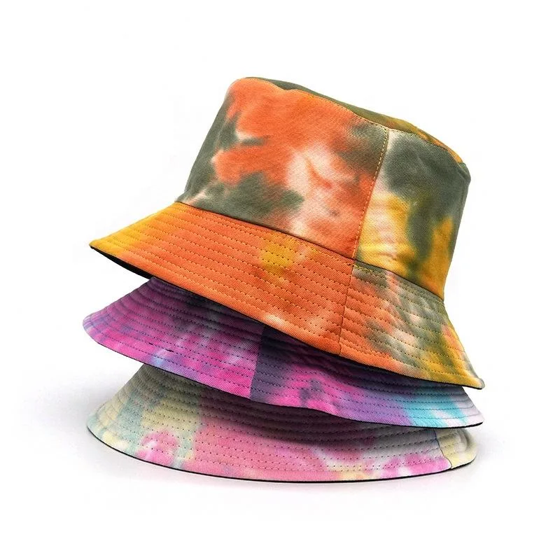 Tie Dye Bucket Hat Men Women Cotton Fisherman Hat Sun Protection for Summer Outdoor Traveling Hat