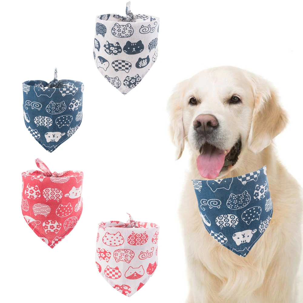 Bandanas Manufacturer Personalized Wholesale Soft 100% Cotton Double Layer Printed Pet Dog Bandana